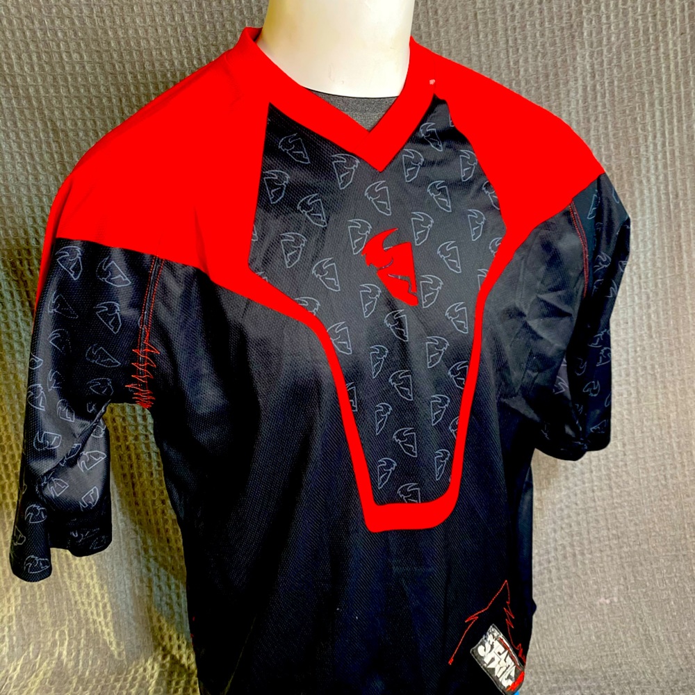THOR Static motocross ATV black red jersey LARGE